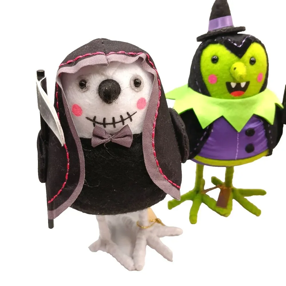 Target Pawson Halloween 2024 Birds Lot of 4 Pumpkin Spider Grim Reaper Witch